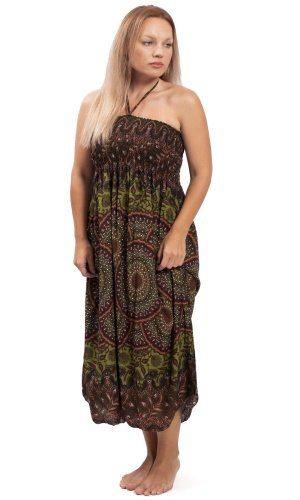 Dlouhá sukně / šaty THAI RINGS zelené I.