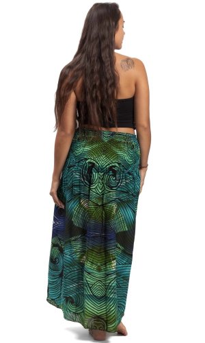 Długa spódnica / suknia THAI SPIRALS zielony I.