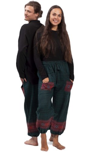 Teplé kalhoty BIHAR FIT smaragdově zelené