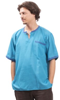 Košile / ETNO KURTA MILDRIM s krátkým rukávem modrá IV.