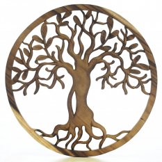 Dřevěný nástěnný strom života Spring natural ø 50 cm