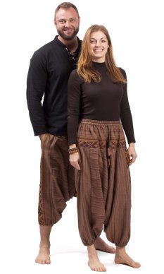 Teplé harémové kalhoty BIHAR  světle hnědá II.