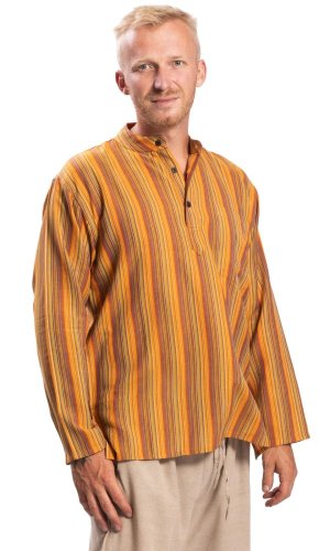 Košile Nepál / ETNO KURTA STRIPED oranžová III.