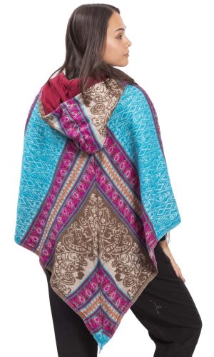 Ponczo z wzorami PANKAJ różowo-brązowy II.