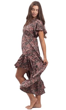 Długa sukienka damska SNEHA czarno-czerwona I.