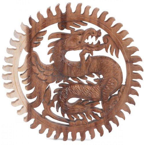 Dřevěná nástěnná dekorace DRAK natural ø 25 cm