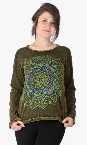 Dámské triko s dlouhým rukávem MANDALA khaki