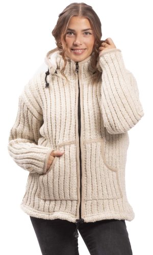 Kurtka dzianinowa PAHARI natur II. - Rozmiar: L