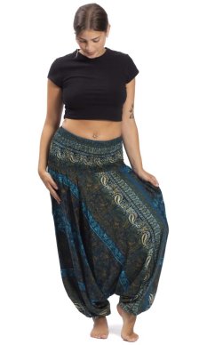 Harémové kalhoty / Sultánky THAI CASHMERE modré