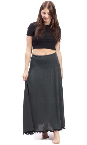 Długa ciepła spódnica Tassel szara