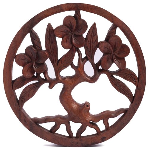 Dřevěná nástěnná dekorace STROM ŽIVOTA BLOOM mořený ø 20 cm