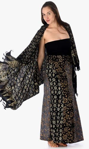 Dlouhá sarongová sukně černá - Velikost: M