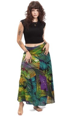 Długa spódnica THAI SPIRAL zielona