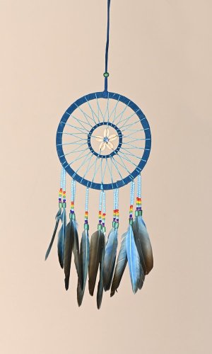 Lapač snů MUSSEL modrý / délka 40 cm