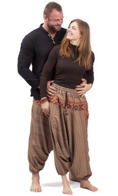 Teplé harémové kalhoty BIHAR  světle hnědá III.