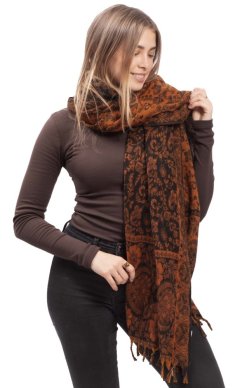 Šál INDI aztek oranžová I.