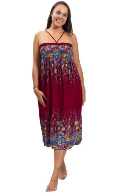 Dlhá sukňa / šaty THAI MEADOW červená I.