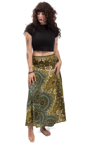 Długa spódnica THAI RINGS - zielona I.