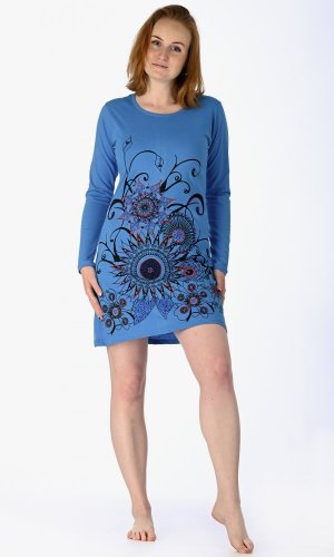 Šaty s dlhým rukávom Ditya svetlo modré