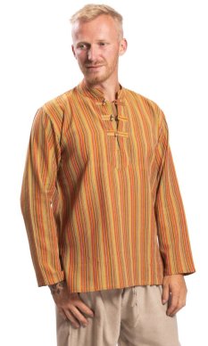 Košile Nepál / ETNO KURTA STRIPED oranžová I.