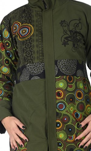 Dámský kabát Parvati zelený - Velikost: 2XL