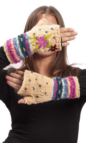 Vlněné návleky na ruce BASANTA / béžové I.