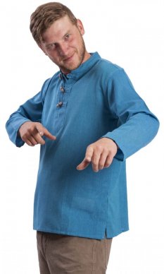 Košile Nepál / ETNO KURTA azurově modrá