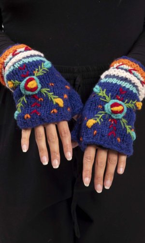 Vlněné návleky na ruce BASANTA / modré III.