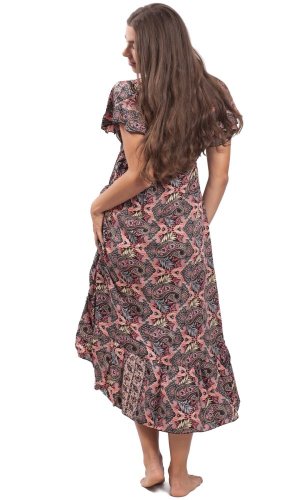 Dámské šaty dlouhé SNEHA černo-růžové I.