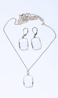 Set náhrdelník a náušnice transparentní hranatý