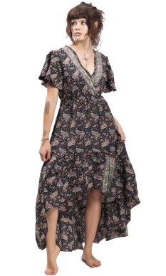 Długa sukienka damska SNEHA czarno-czerwona II.