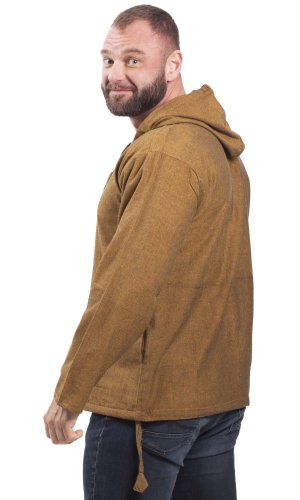 Koszula indyjska / ETNO KURTA s kapucí okrová - Rozmiar: M