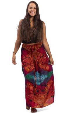 Dlhá sukňa / šaty THAI SPIRALS červená I.