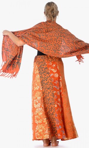 Dlouhá sarongová sukně oranžová - Velikost: XL