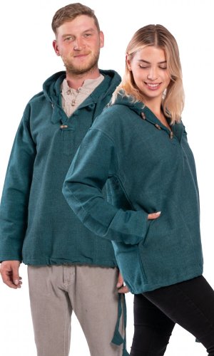 Bluza unisex z kapturem RAHUL niebieski petrol