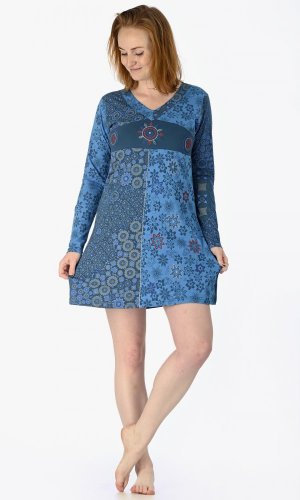 Šaty s dlhým rukávom Iniya modré