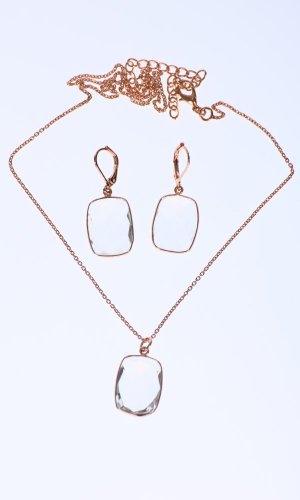 Set náhrdelník a náušnice transparentní hranatý