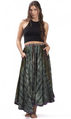 Kolová sukně AMALA šedo-zelená II.