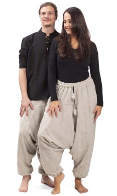 Ciepłe szarawary / Spodnie haremki LAHARA CLASSIC jasnoszare