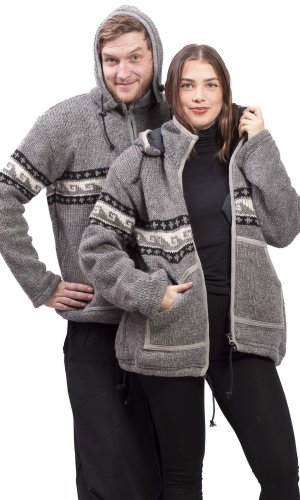 Kurtka wełniana WAVES jasno szara