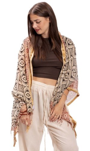 Sarong / szalik JALA / ornament czerwono-czarny II.