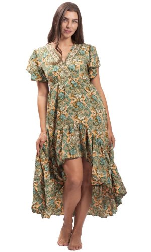 Długa sukienka damska SNEHA zielona II.