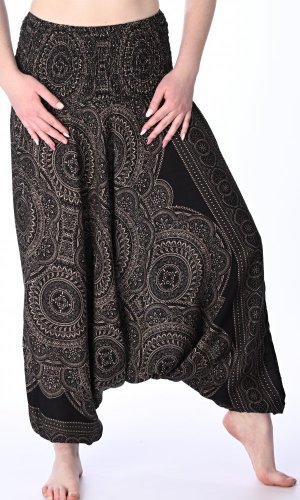 Harémové kalhoty / Sultánky ornamenty černé
