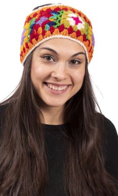 Vlněná čelenka FLOWER  / oranžová