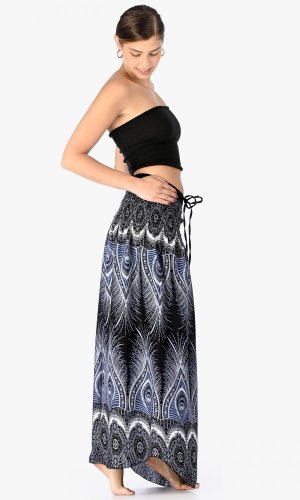 Dlouhá sukně / šaty Peacock black-blue