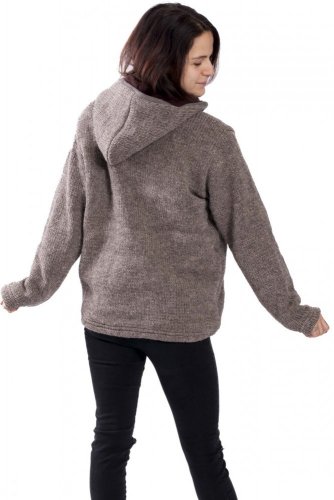 Wełniany sweter szarobrązowy
