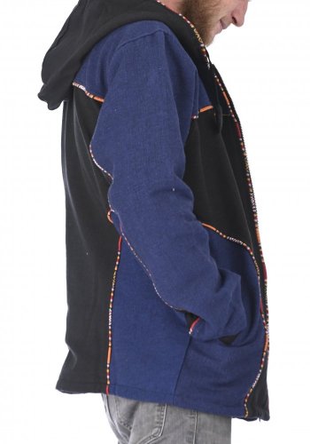 Bunda s kapucňou Praja čierna-tmavo modrá - Veľkosť: XL