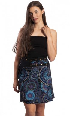 Krótka kopertowa spódnica z ćwiekami w kolorze niebiesko-czarnym