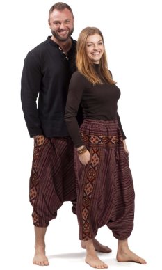 Teplé harémové kalhoty BIHAR červená IV.