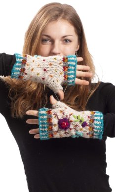 Vlněné návleky na ruce BASANTA / bílé